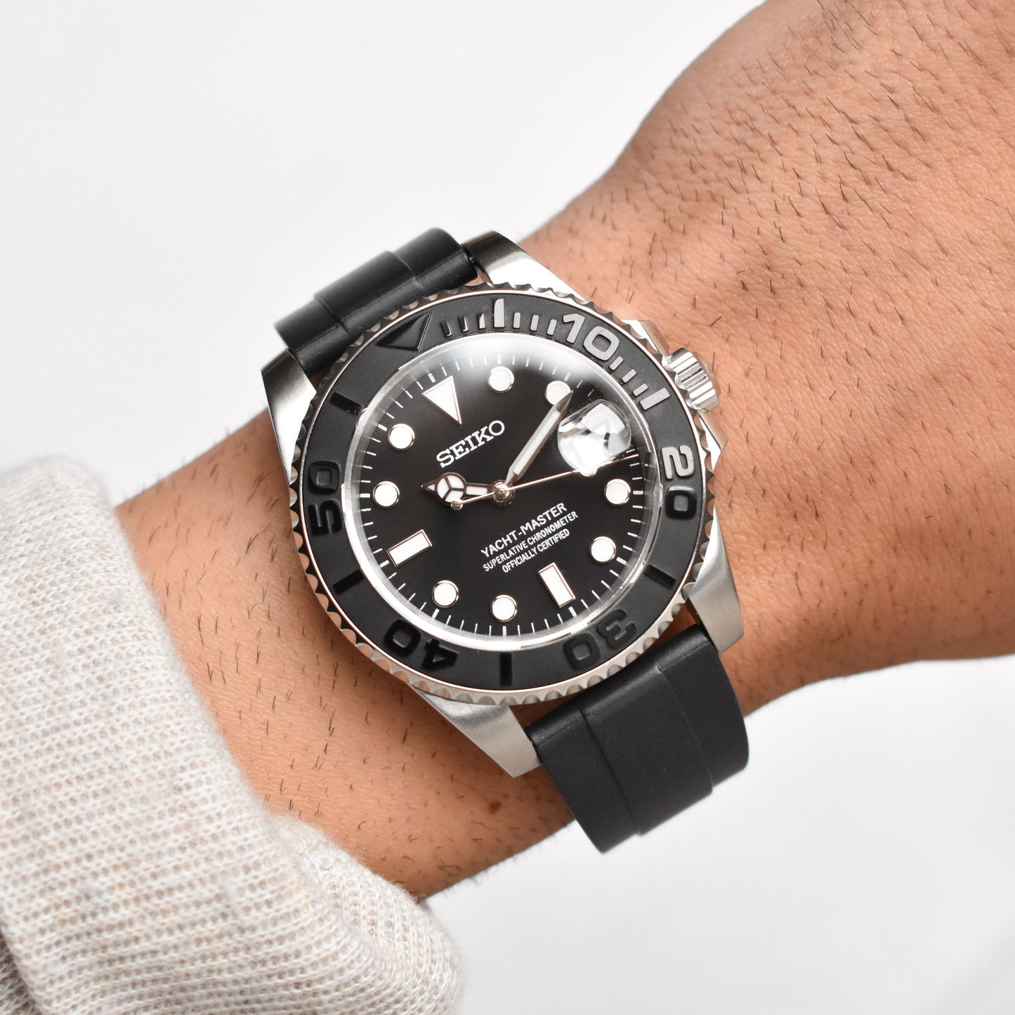 Yatch Master Negro Correa de Caucho