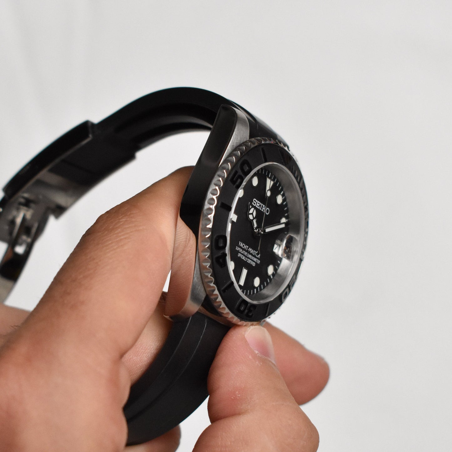 Yatch Master Negro Correa de Caucho